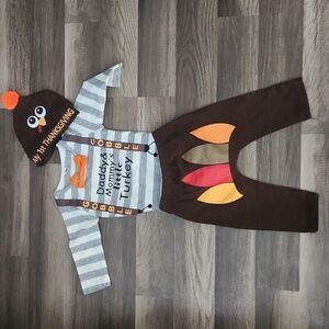 My First Thanksgiving Baby Boy Turkey Outfit Size 6-12mo /70 New